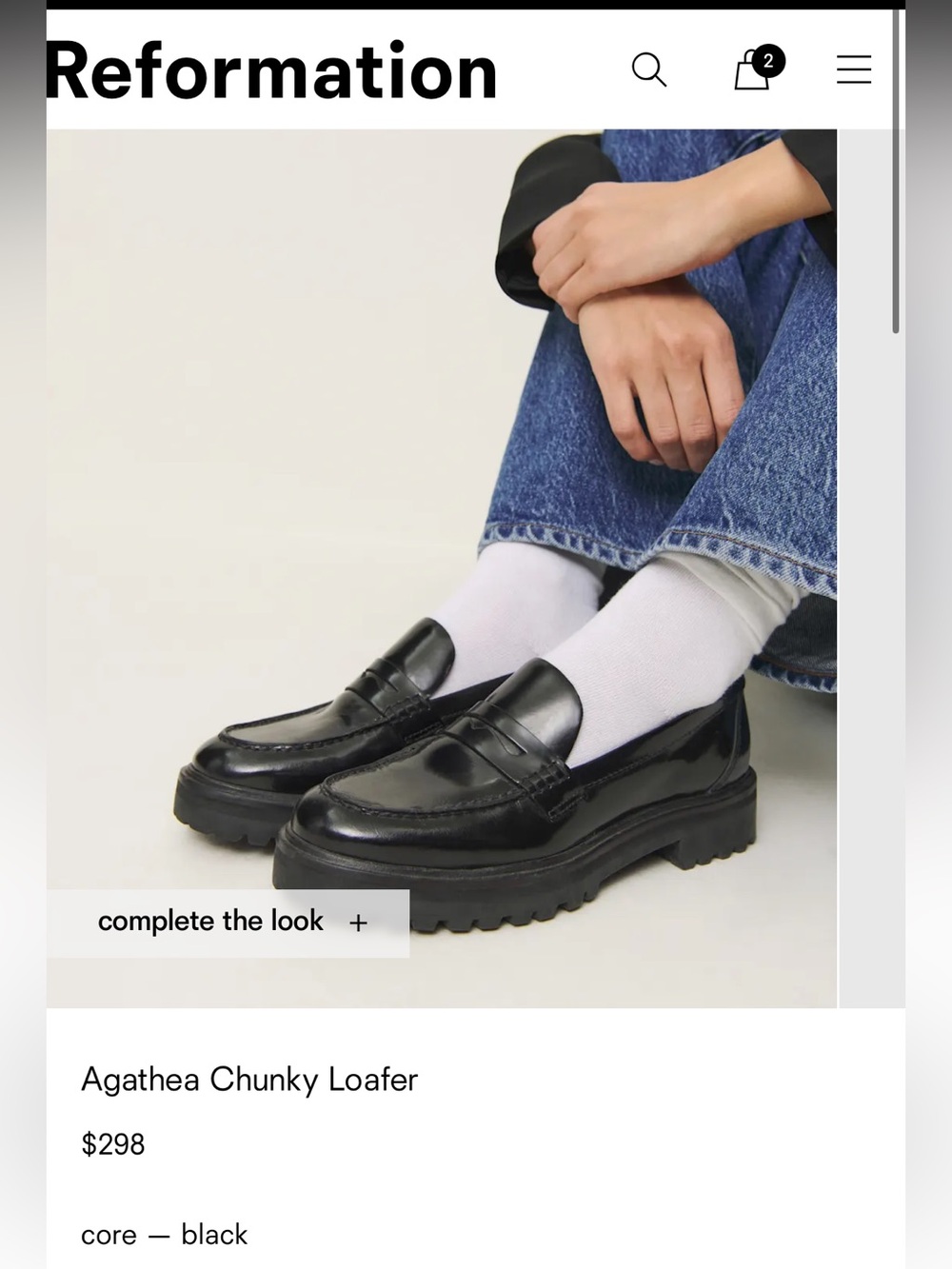 Reformation Agathea Chunky Loafer - Black